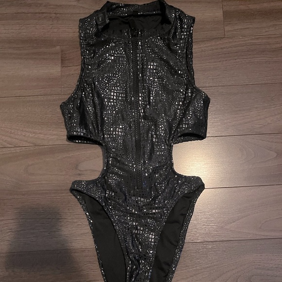 esquire Tops - Black Snakeskin cut out bodysuit